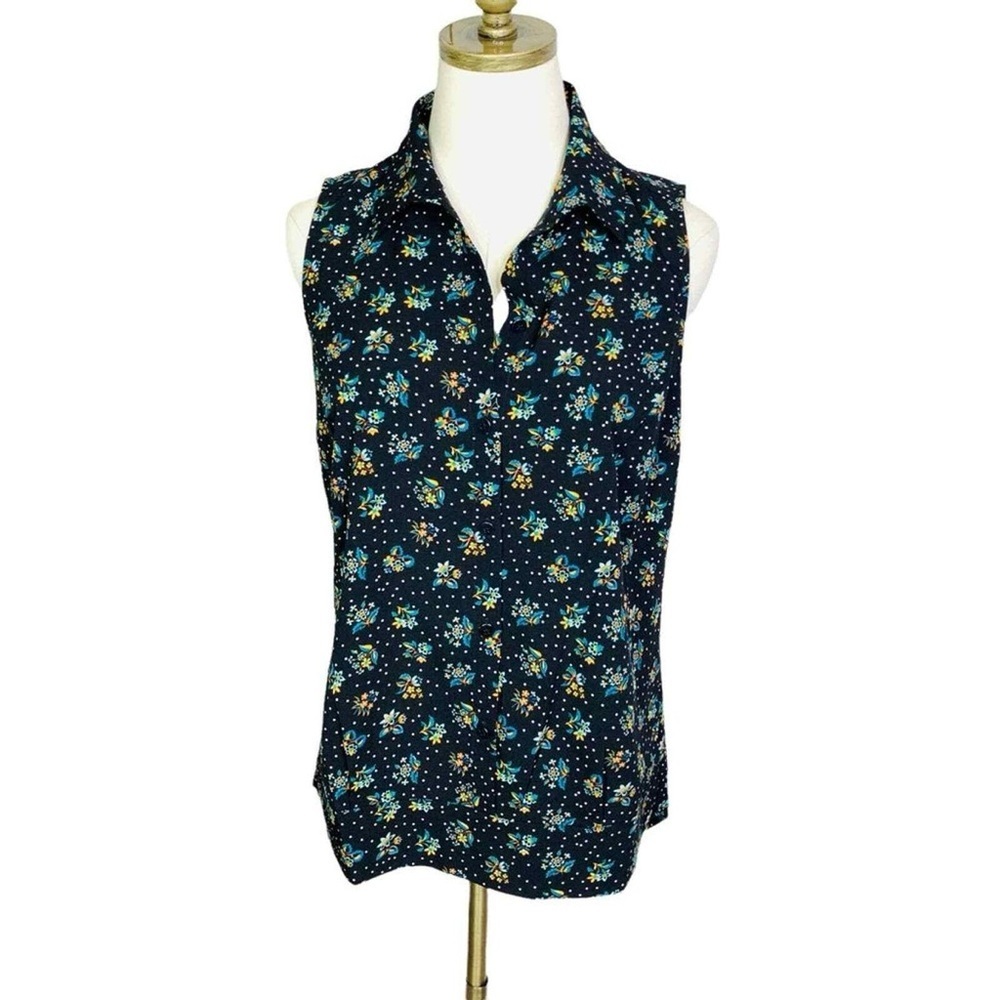 CAbi Black Floral Whimsy Sleeveless Blouse - Picture 2 of 6